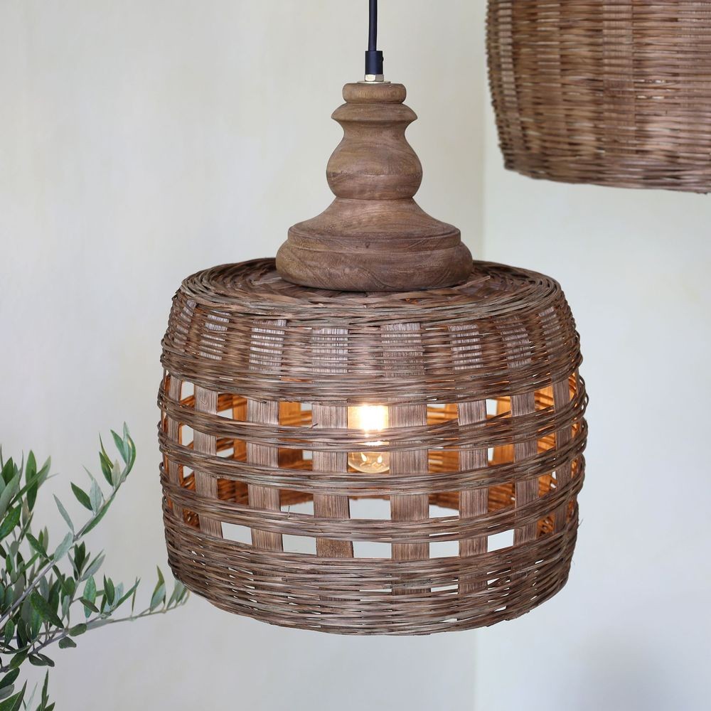 Přírodní antik závěsné světlo lampa z proutěného ratanu - Ø 31*38cm/ E27/ 25W