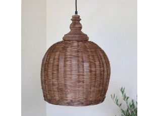 Přírodní antik závěsné světlo lampa z proutěného ratanu - Ø 34*52cm/ E27/ 25W