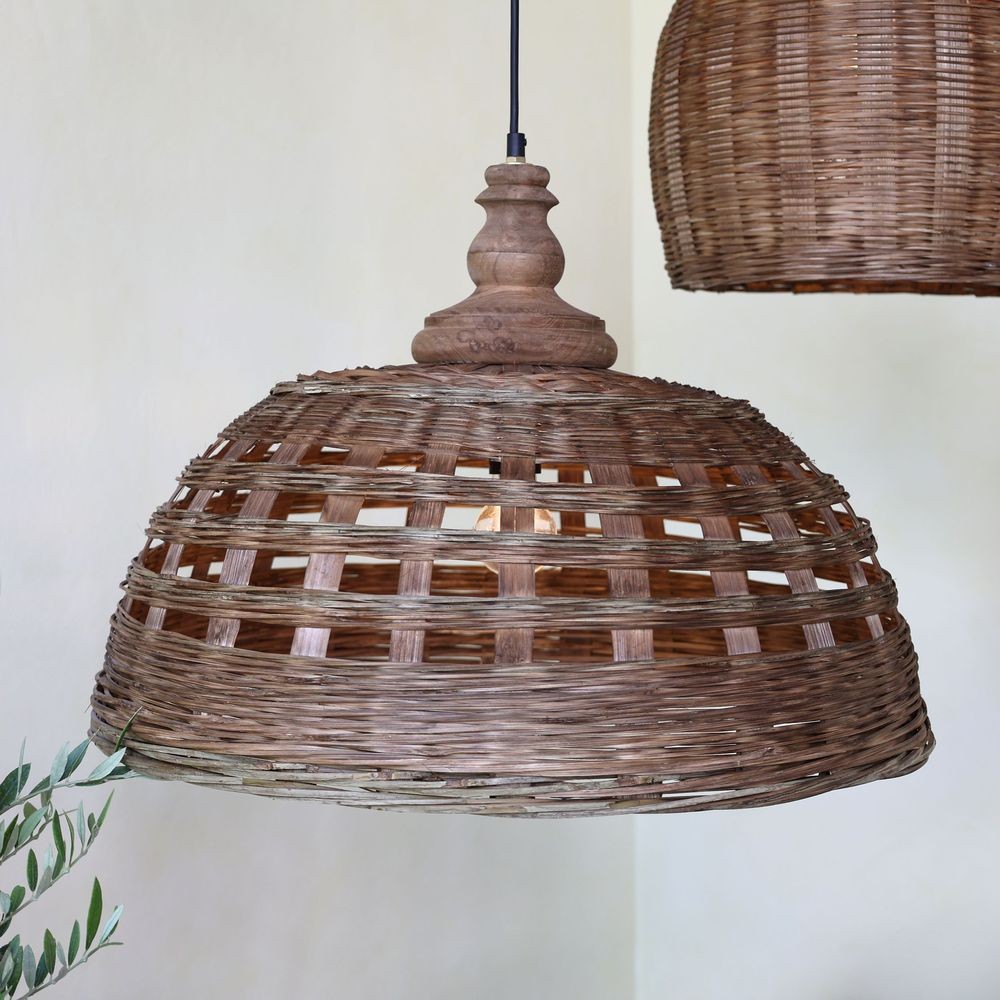 Přírodní antik závěsné světlo lampa z proutěného ratanu - Ø 62*43cm/ E27/ 25W