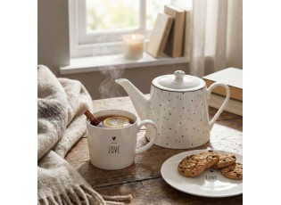 Bílý porcelánový dezertní talířek se srdíčkem Lovely Day - Ø 20*2 cm