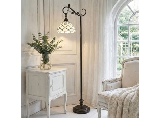 Bílá stojací Tiffany lampa kamínky TransparentEye - 36*25*152 cm E27/max 1*60W