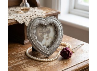 Stříbrný antik fotorámeček ve tvaru srdce Vintage Heart - 12*12 cm / 9*9 cm