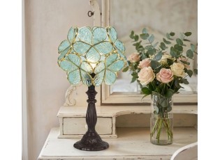 Modrá stolní lampa Tiffany Bloom - 21*21*38 cm