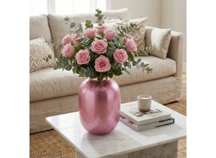 Růžová kovová váza Jullie Jolly pink - Ø 28*36 cm