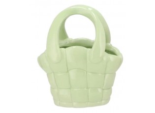 Pastelově zelená keramická váza kabelka Happy Dreamy - 22*12*26 cm