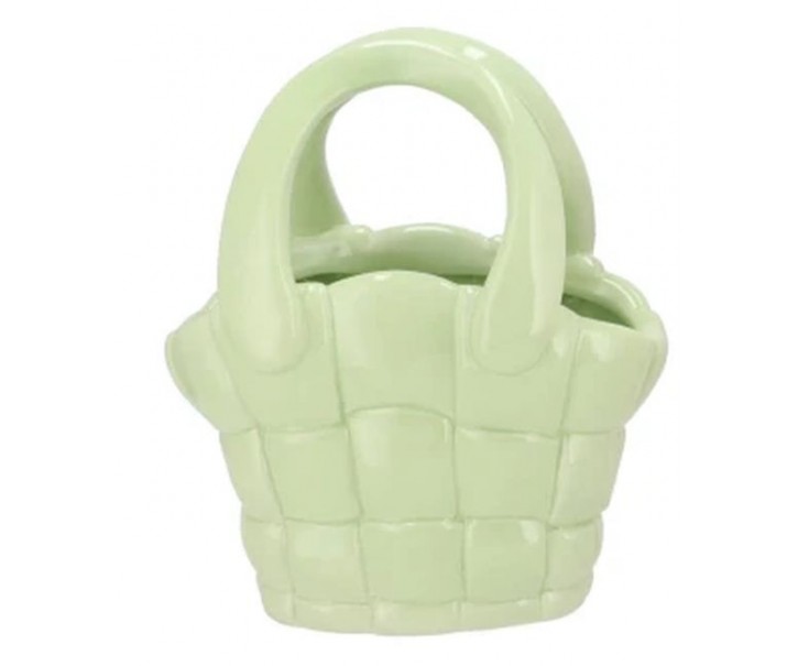 Pastelově zelená keramická váza košík Happy Dreamy - 22*12*26 cm daan kromhout