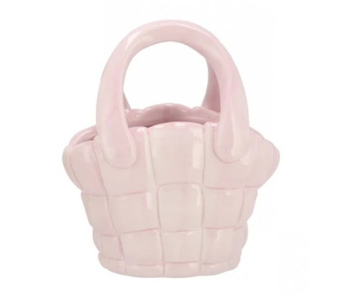 Pastelově růžová keramická váza kabelka Happy Dreamy - 22*12*26 cm daan kromhout