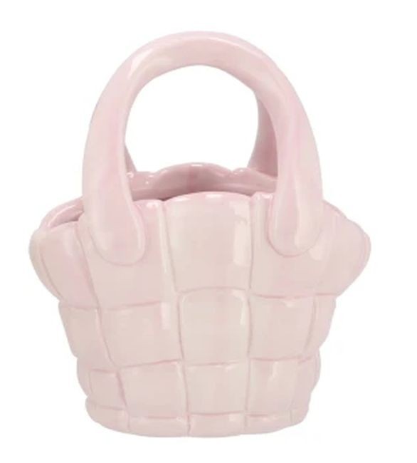 Pastelově růžová keramická váza kabelka Happy Dreamy - 22*12*26 cm 202801 ruzova