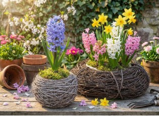 Proutěný květináček z jilmových větví Nature Jilm grey - Ø 11*8 cm