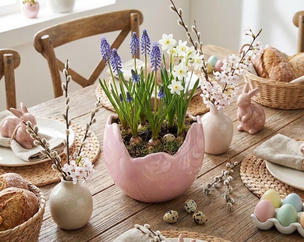 Růžová keramická miska květník ve tvaru skořápky - Ø 13*13 cm 