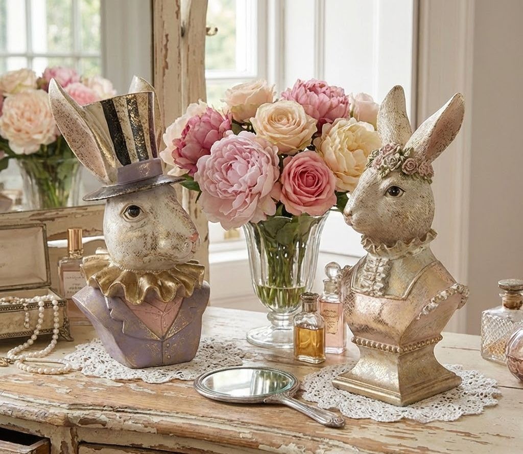 Dekorace busta králičice s čelenkou se zlatou patinou - 16*11*31 cm Clayre & Eef Dekorace busta králičice s čelenkou se zlatou patinou - 16*11*31 cm Clayre & Eef