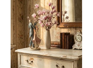 Dekorace tančící králičí pár v šatech se zlatou patinou - 20*18*47 cm