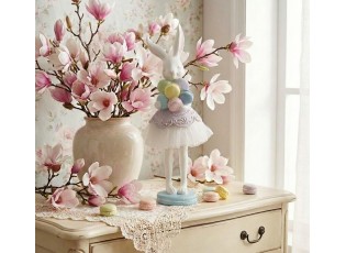 Dekorace zaječí slečna v sukýnce a makronkami - 18*17*54 cm