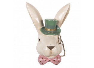 Nástěnná dekorace zaječí hlava s kloboukem - 17*11*25 cm