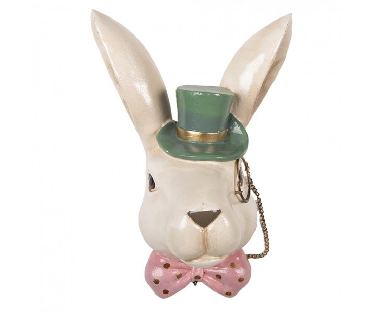 Nástěnná dekorace zaječí hlava s kloboukem - 17*11*25 cm Clayre & Eef