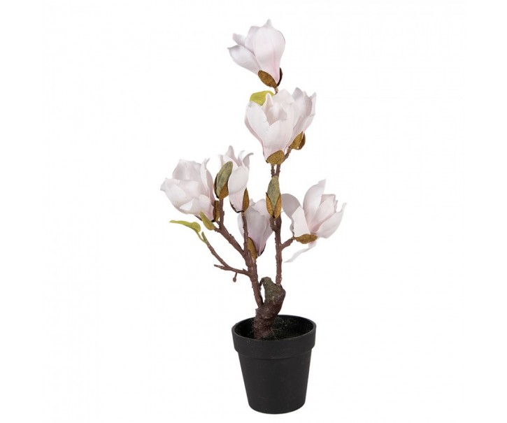 Dekorační stromek Magnolia s narůžovělými květy - 12*12*40 cm Clayre & Eef