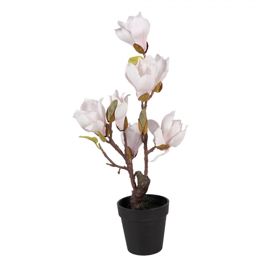 Dekorační stromek Magnolia s narůžovělými květy - 12*12*40 cm 6PL0414