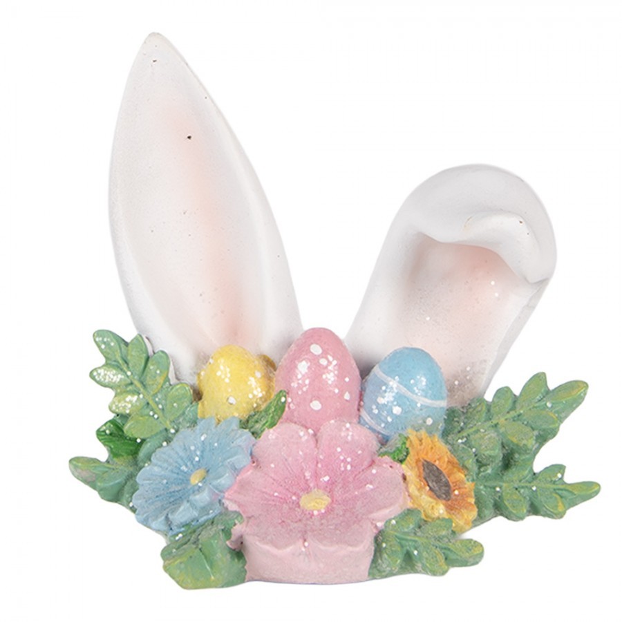 Velikonoční dekorace králičí uši s květy a vajíčky - 12*9*11 cm 6PR6069