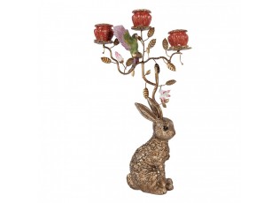 Candle Holder Rabbit 24x10x47 Cm Gold Colored Plastic - 24*10*47 cm