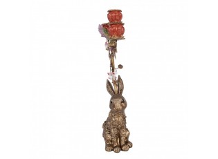 Candle Holder Rabbit 24x10x47 Cm Gold Colored Plastic - 24*10*47 cm