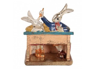 Decorative Figurine Rabbit 11x7x11 Cm White Plastic - 11*7*11 cm