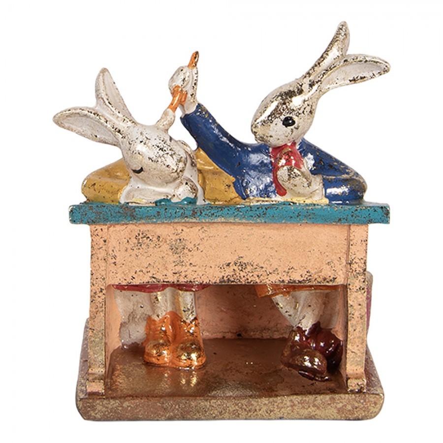 Decorative Figurine Rabbit 11x7x11 Cm White Plastic - 11*7*11 cm