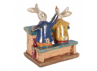 Decorative Figurine Rabbit 11x7x11 Cm White Plastic - 11*7*11 cm