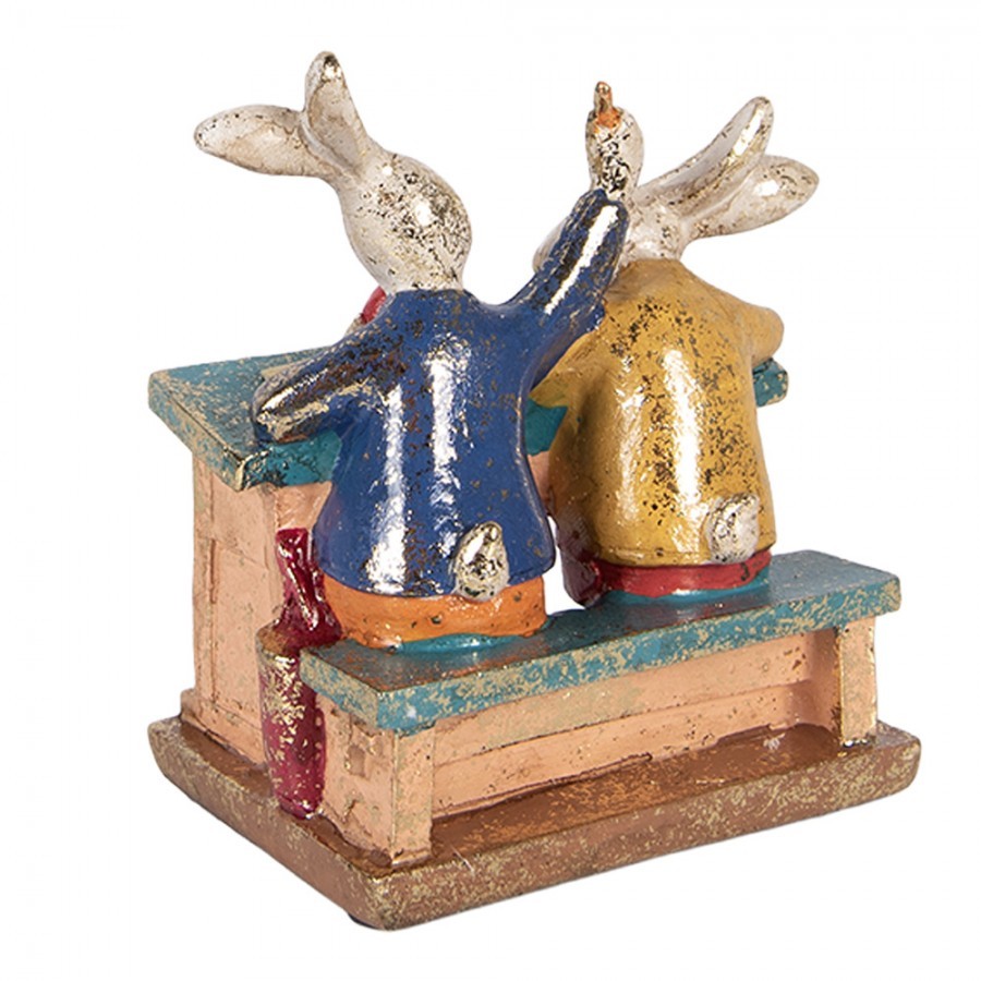 Decorative Figurine Rabbit 11x7x11 Cm White Plastic - 11*7*11 cm