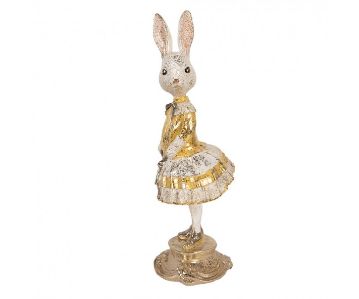 Vintage soška zaječice s králíčkem a se zlatou patinou - Ø 13*36 cm Clayre & Eef