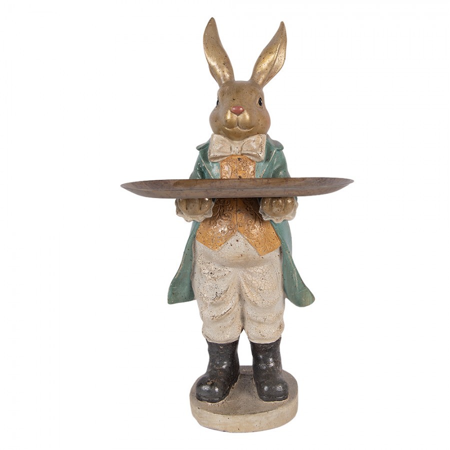 Decorative Figurine Rabbit 20x23x46 Cm Gold Colored Plastic - 20*23*46 cm