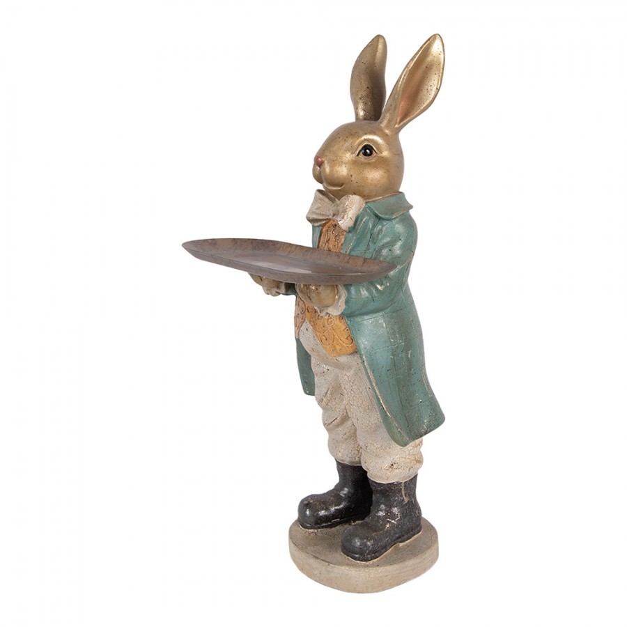 Decorative Figurine Rabbit 20x23x46 Cm Gold Colored Plastic - 20*23*46 cm