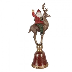Vánoční dekorace figurka Santa na sobovi stojící na zvonku - 24*20*63 cm