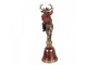 Vánoční dekorace figurka Santa na sobovi stojící na zvonku - 24*20*63 cm Clayre & Eef