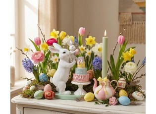  Dekorácia zajačikovia zdobiaca tortu vajíčkom - 21*10*27 cm