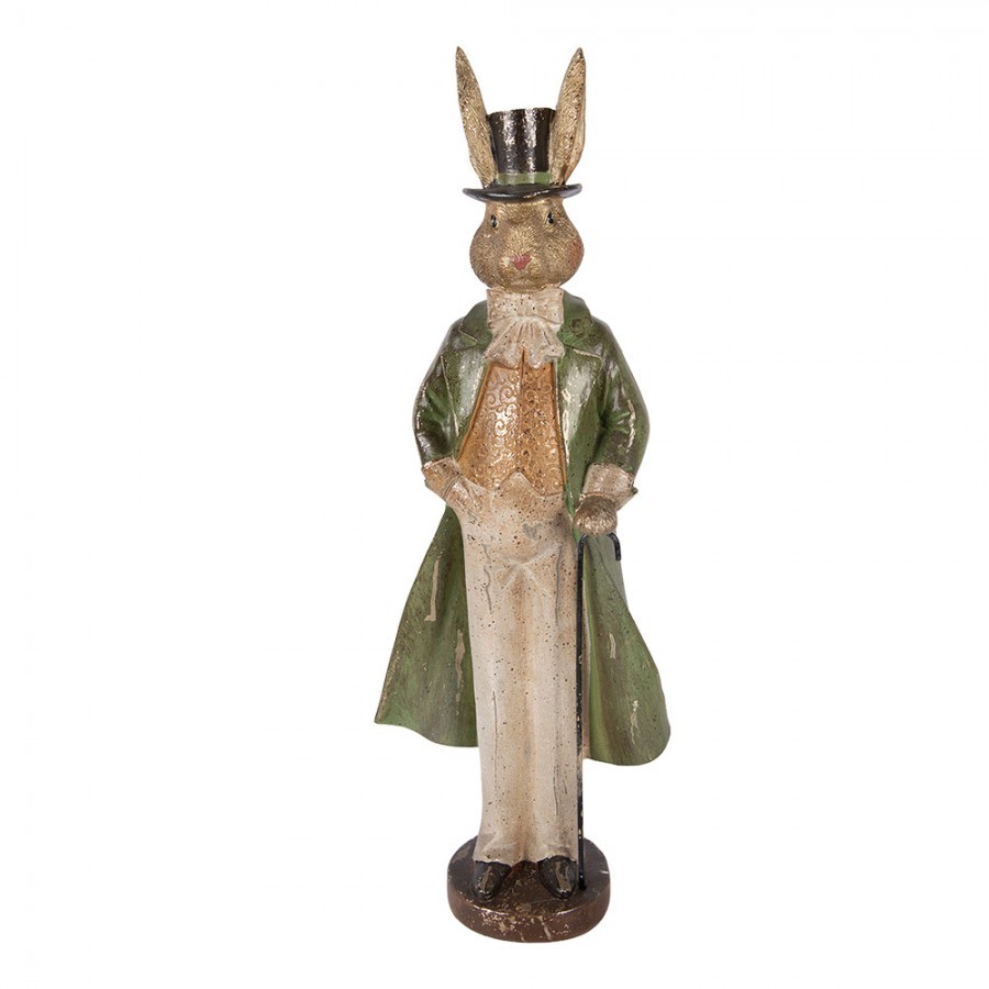 Noblesní vintage králičí elegán v zeleném plášti - 17*12*48 cm 6PR5991