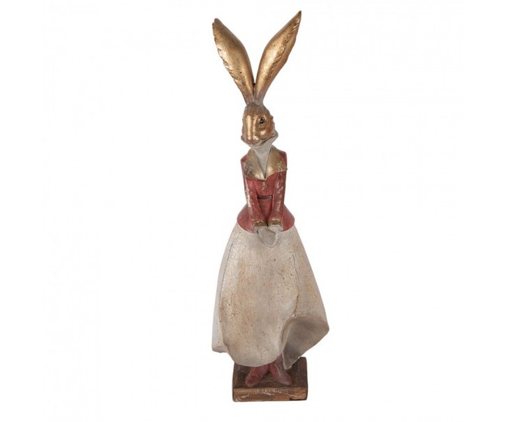 Decorative Figurine Rabbit 15x13x46 Cm Gold Colored Plastic - 15*13*46 cm Clayre & Eef