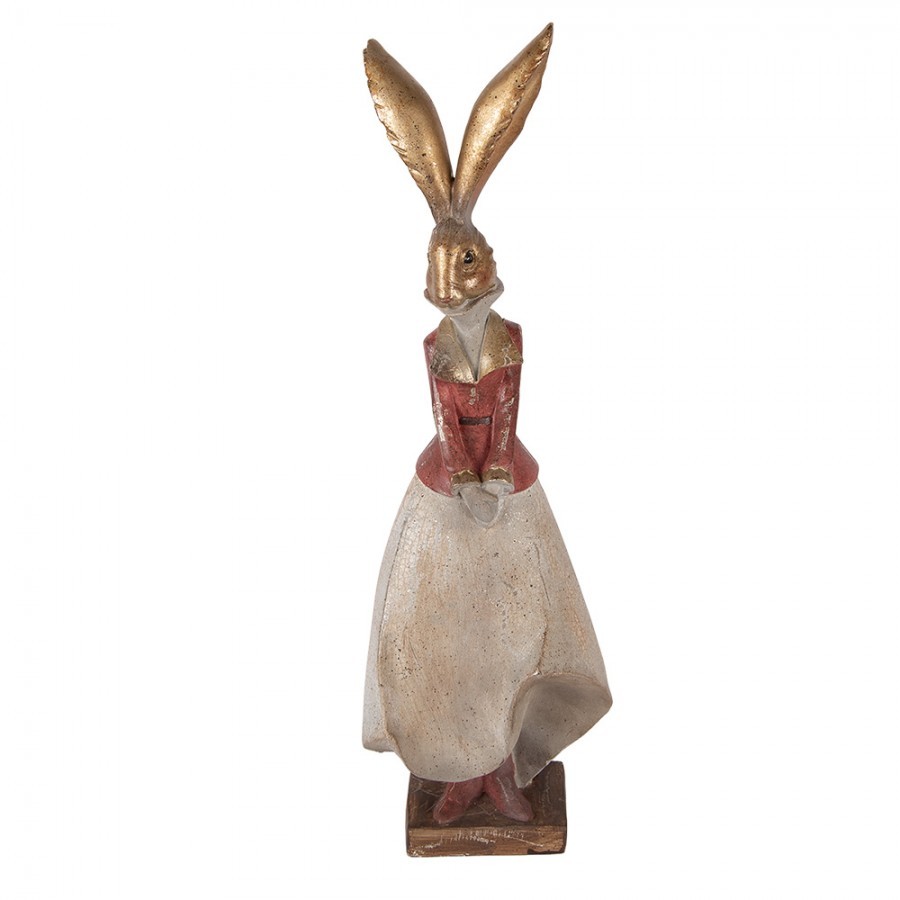 Decorative Figurine Rabbit 15x13x46 Cm Gold Colored Plastic - 15*13*46 cm