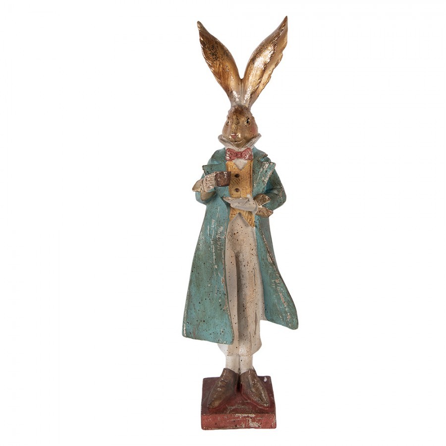 Decorative Figurine Rabbit 14x12x47 Cm Gold Colored Plastic - 14*12*47 cm