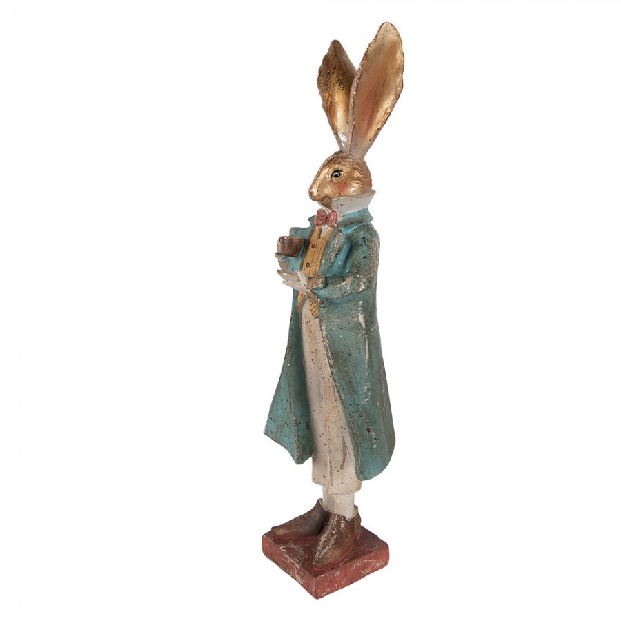 Decorative Figurine Rabbit 14x12x47 Cm Gold Colored Plastic - 14*12*47 cm