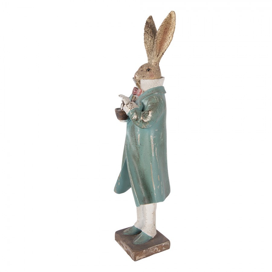 Decorative Figurine Rabbit 14x11x48 Cm Gold Colored Plastic - 14*11*48 cm