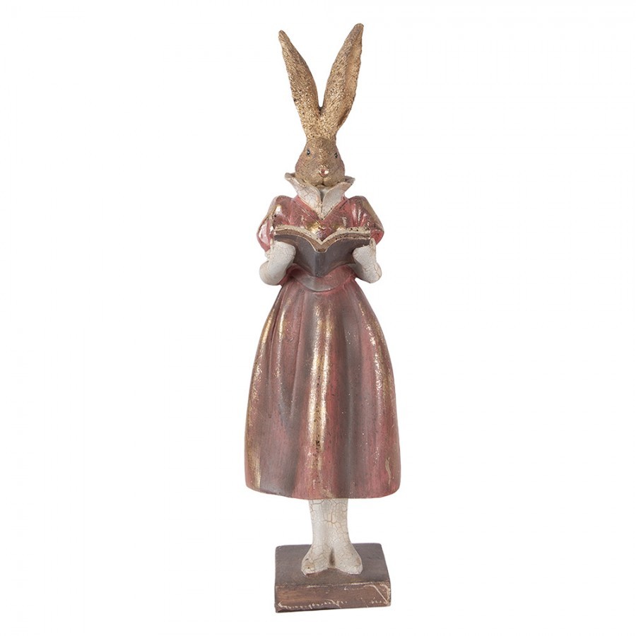 Decorative Figurine Rabbit 13x12x47 Cm Gold Colored Plastic - 13*12*47 cm