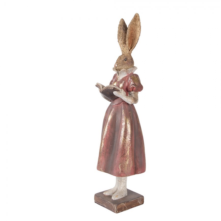Decorative Figurine Rabbit 13x12x47 Cm Gold Colored Plastic - 13*12*47 cm