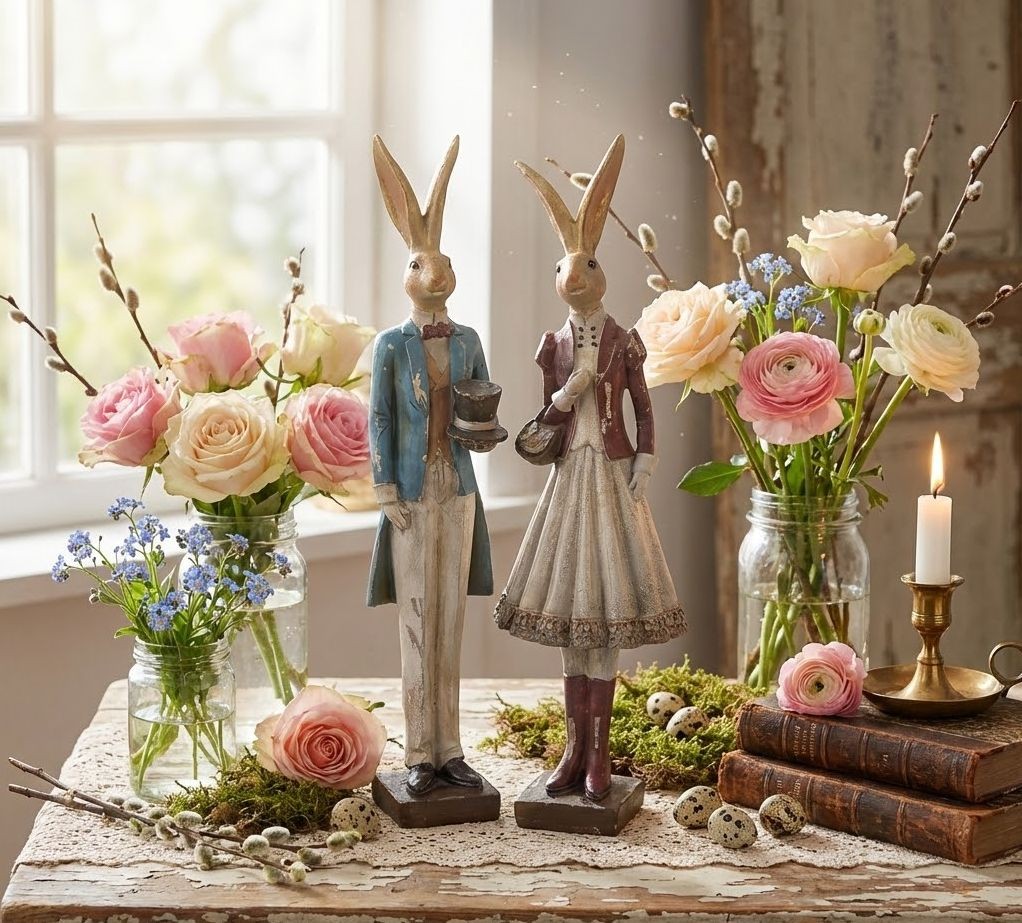 Béžová antik dekorace zaječice v sukni a zlatou patinou - 10*9*32 cm Clayre & Eef Béžová antik dekorace zaječice v sukni a zlatou patinou - 10*9*32 cm Clayre & Eef