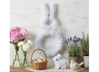 Bílá závěsná plastová dekorace králík - 11*5*14 cm