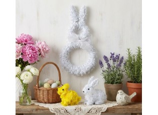 Žlutá závěsná plastová dekorace králík - 11*5*14 cm