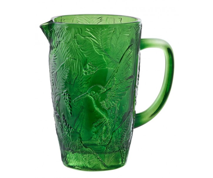 Zelený skleněný džbán kolibřík Hummin Bird - 19*12*19 cm / 1000 ml J-Line by Jolipa