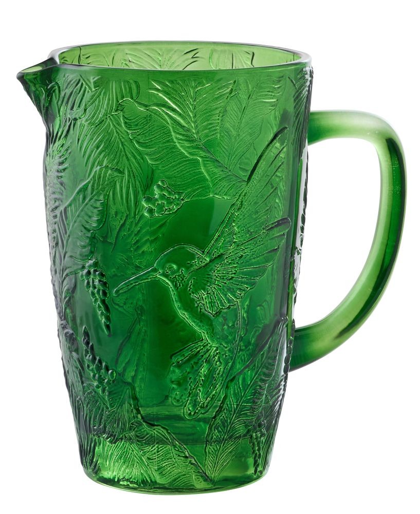 Zelený skleněný džbán kolibřík Hummin Bird - 19*12*19 cm / 1000 ml