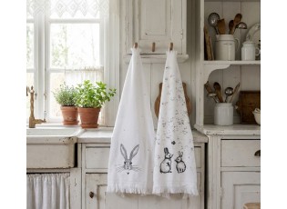 Bílý froté ručník s králíčky a motýlkem Bunny Buddies - 40*66 cm