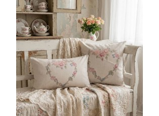 Béžový povlak na polštář se srdcem z růží Rose Heart - 30*50 cm