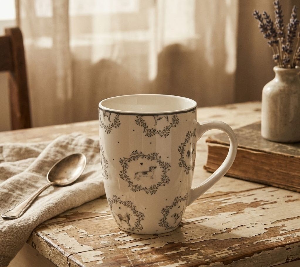 Porcelánový hrnek s pejsky Lovely Grey Dogs - 12*8*10 cm / 325 ml
